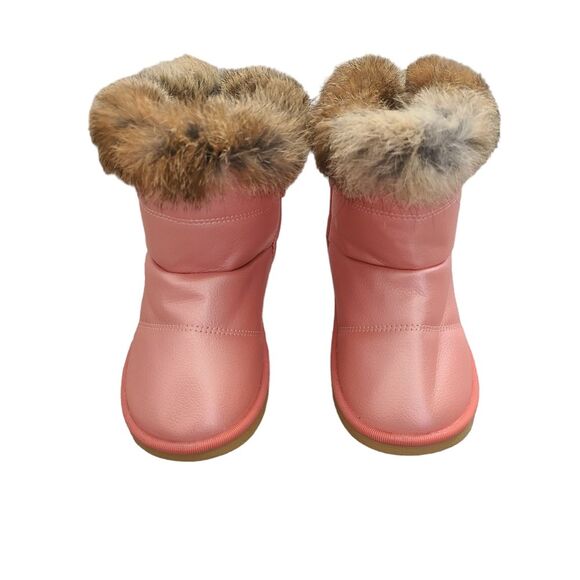 Comfy Kids Little Girls Fluffy Trim Velcro Solid Thermal Snow Boots Pink Size 30 - Picture 2 of 11